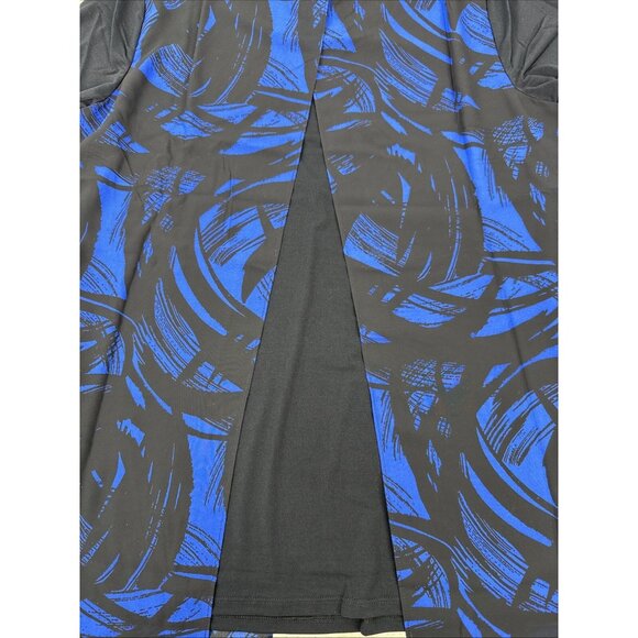 Truth Style Mix Media Printed Overlay 3/4 Sleeve Top Size S Cobalt Black A461101 - Picture 9 of 9